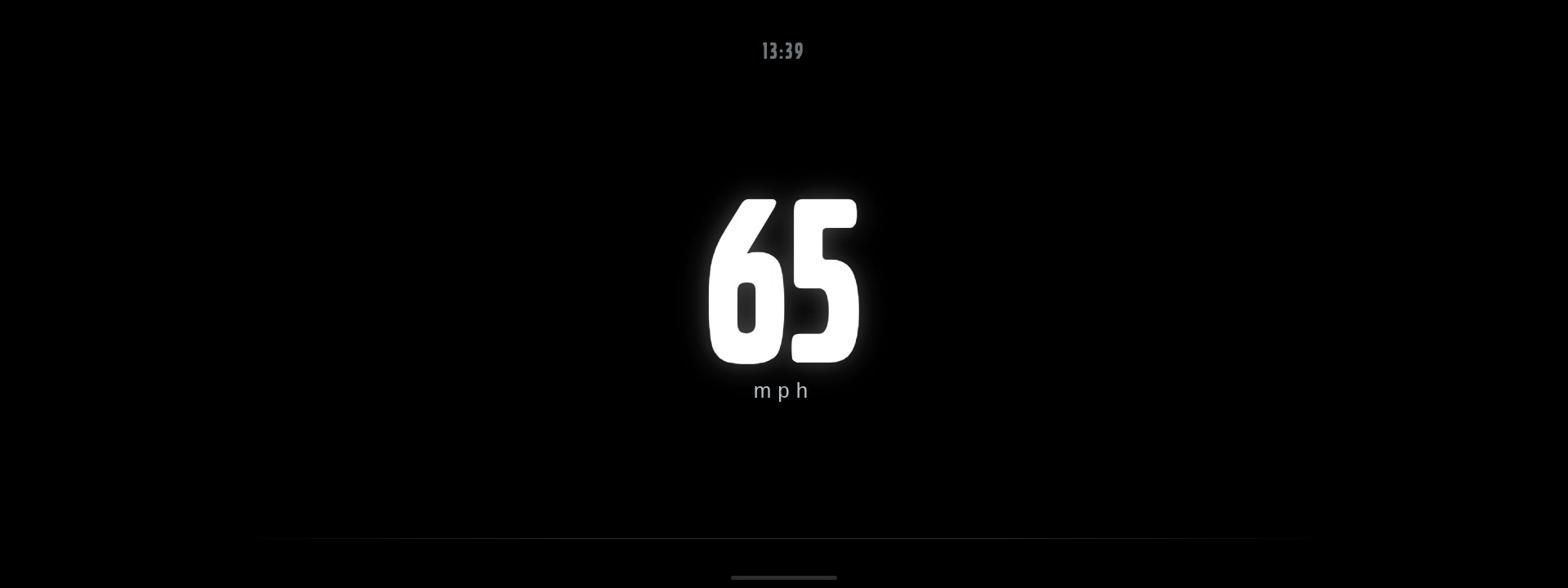 Calm view — a single huge speed numeral on pure black